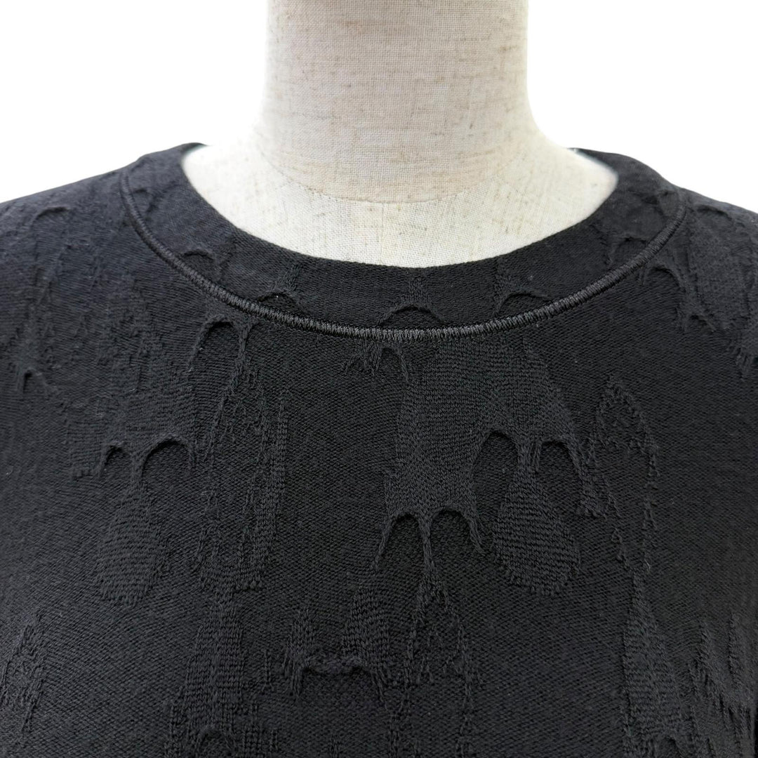 Great CHANEL one piece COCO Mark Plate Long-Sleeve Knit Dress black 36 P41784