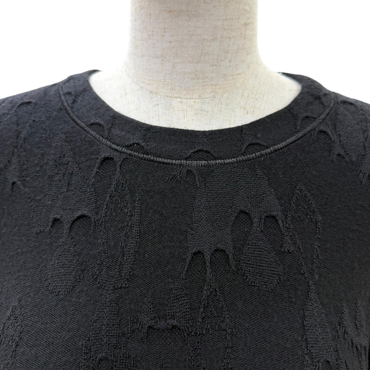 Great CHANEL one piece COCO Mark Plate Long-Sleeve Knit Dress black 36 P41784