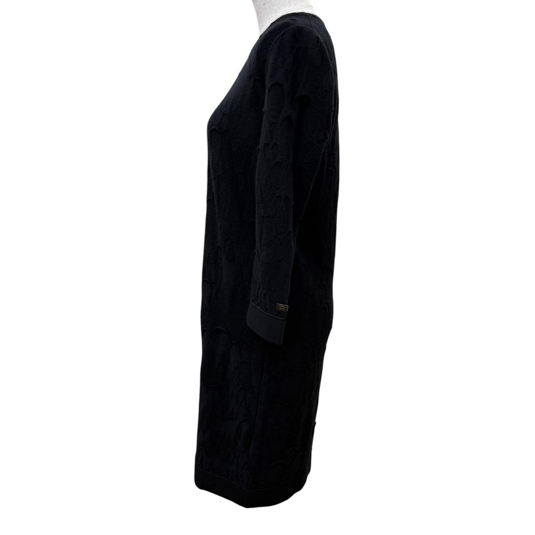 Great CHANEL one piece COCO Mark Plate Long-Sleeve Knit Dress black 36 P41784