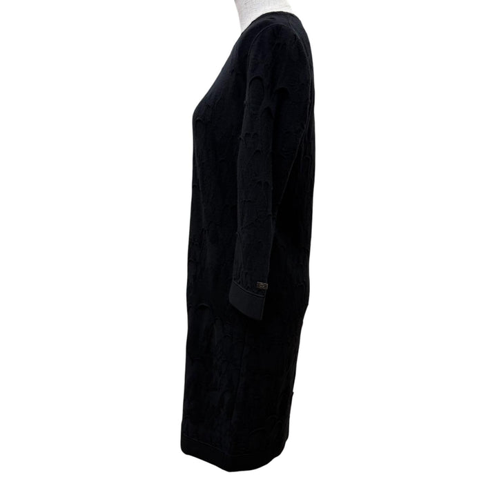 Great CHANEL one piece COCO Mark Plate Long-Sleeve Knit Dress black 36 P41784