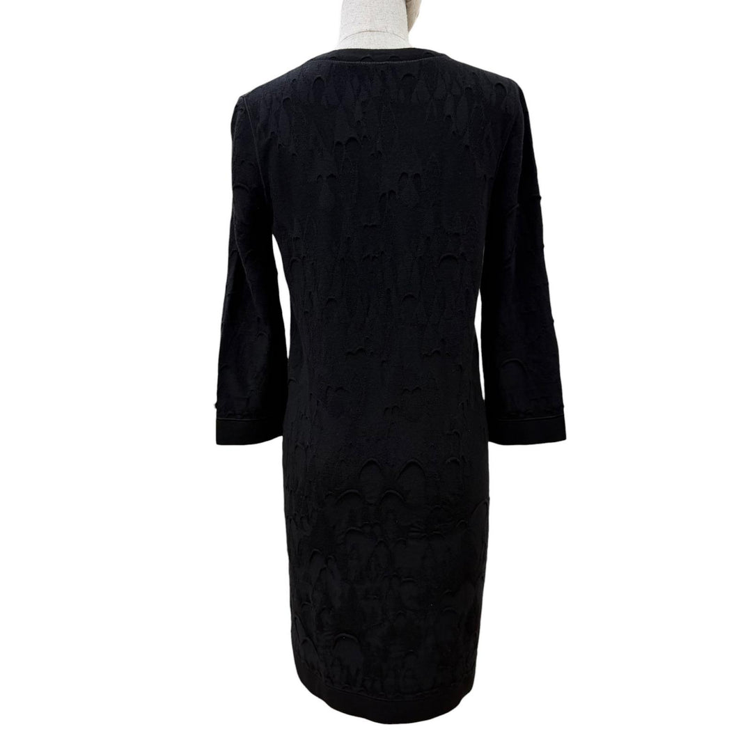 Great CHANEL one piece COCO Mark Plate Long-Sleeve Knit Dress black 36 P41784
