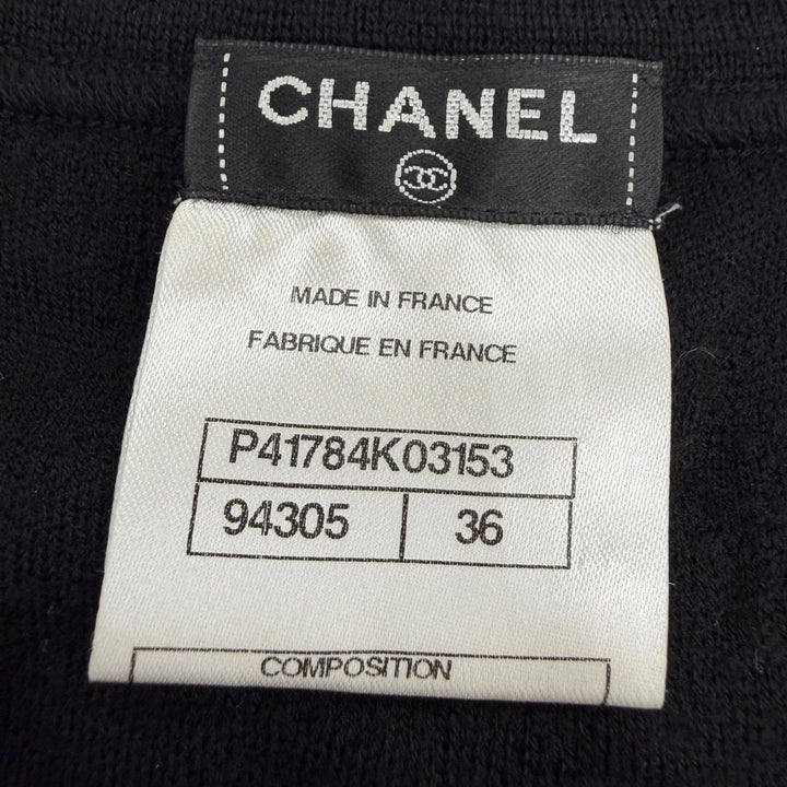 Great CHANEL one piece COCO Mark Plate Long-Sleeve Knit Dress black 36 P41784
