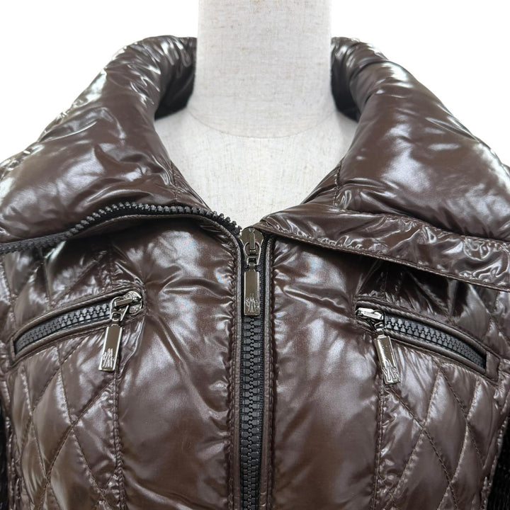 Great MONCLER Down jacket MEDOC Diamond Quilted Logo Zip Up Brown Nylon Women 2
