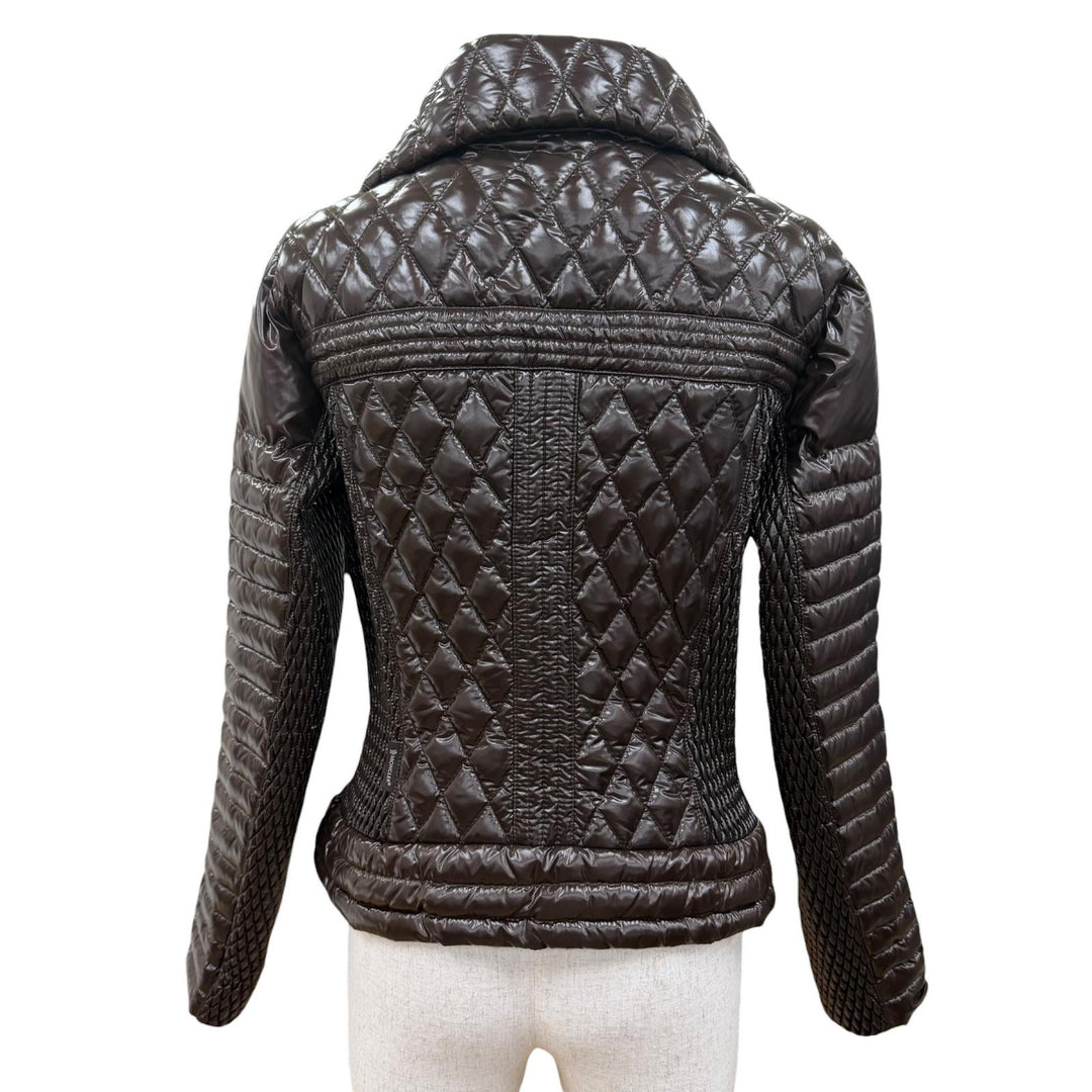Great MONCLER Down jacket MEDOC Diamond Quilted Logo Zip Up Brown Nylon Women 2