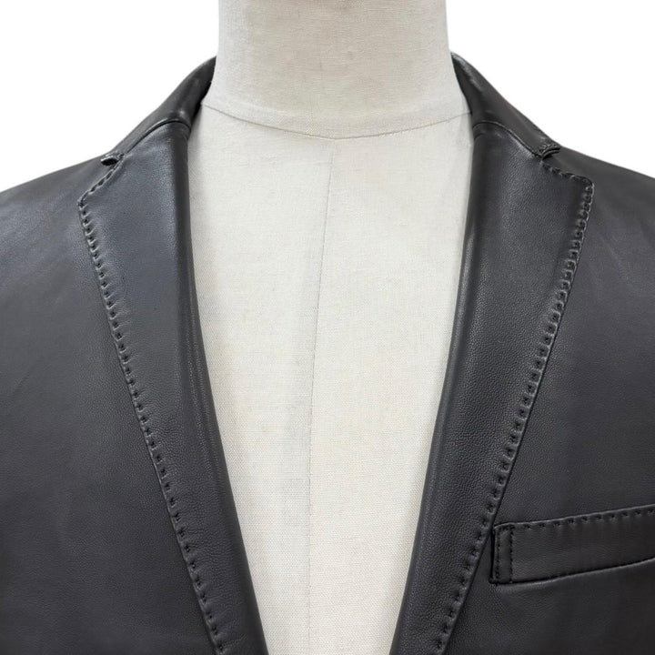 Great BURBERRY BLACK LABEL tailored jacket black Sheep leather mens M