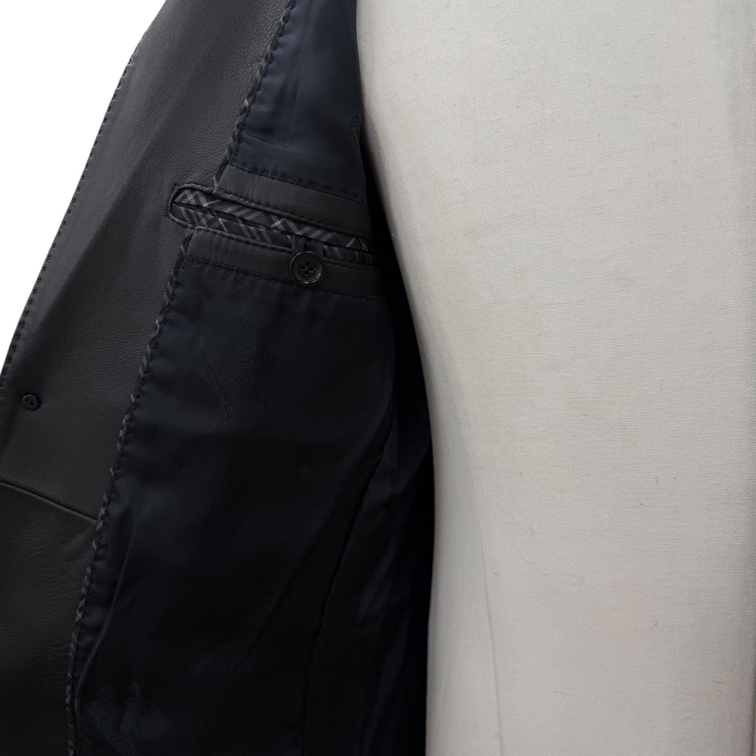 Great BURBERRY BLACK LABEL tailored jacket black Sheep leather mens M