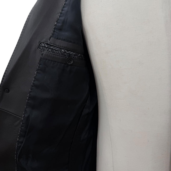 Great BURBERRY BLACK LABEL tailored jacket black Sheep leather mens M
