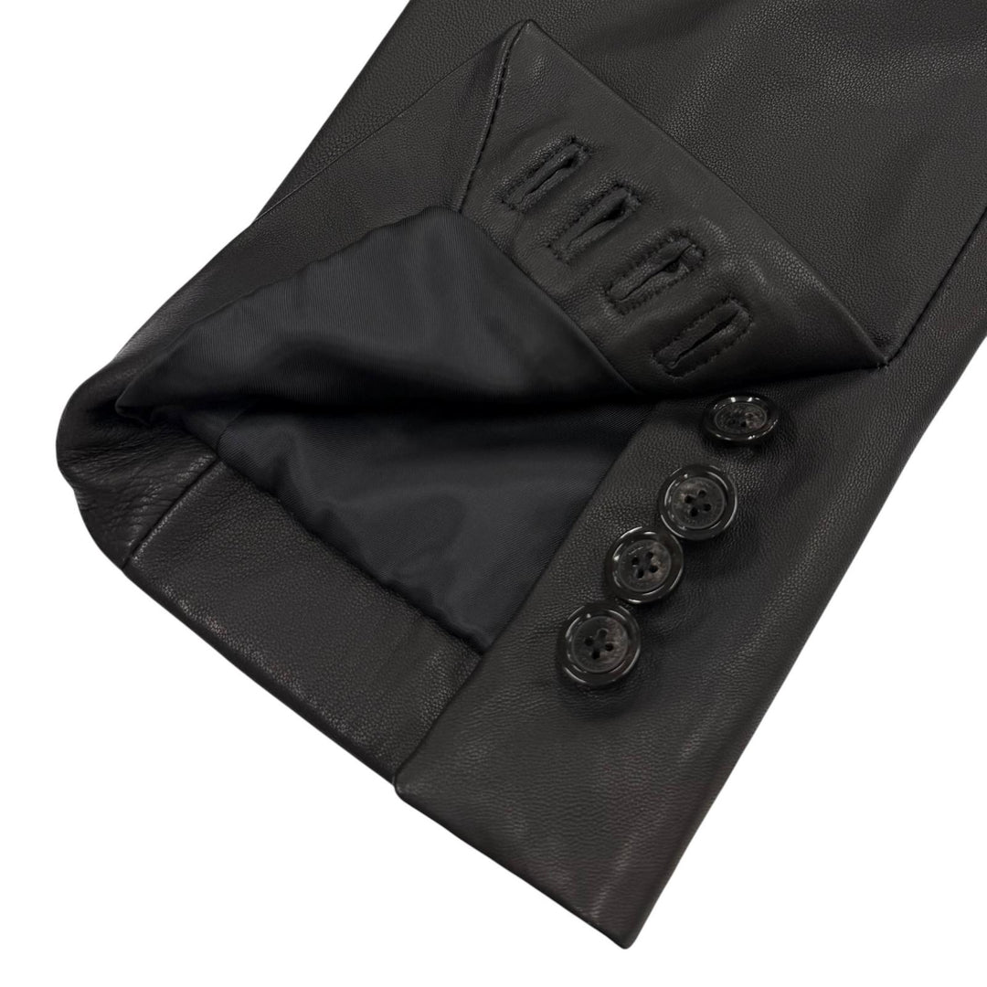 Great BURBERRY BLACK LABEL tailored jacket black Sheep leather mens M