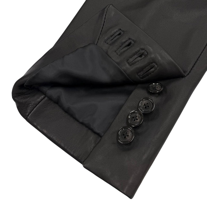 Great BURBERRY BLACK LABEL tailored jacket black Sheep leather mens M