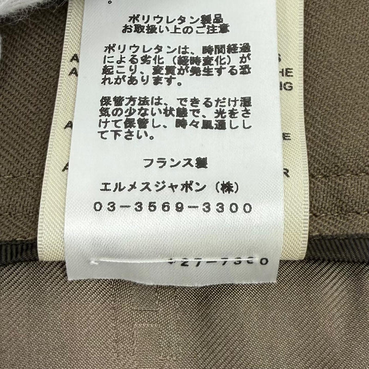 Great HERMES skirt Belt design Box Pleated wool khaki wool Women 40 2H0304DN