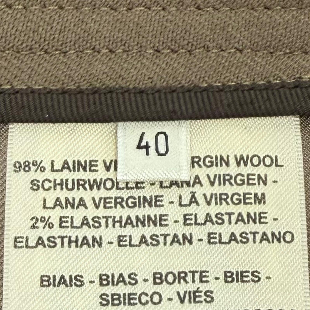 Great HERMES skirt Belt design Box Pleated wool khaki wool Women 40 2H0304DN