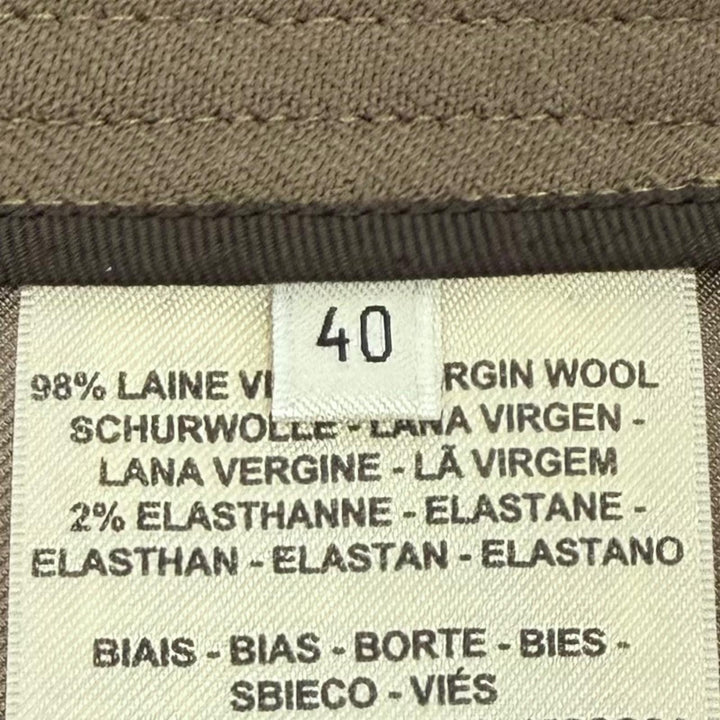 Great HERMES skirt Belt design Box Pleated wool khaki wool Women 40 2H0304DN