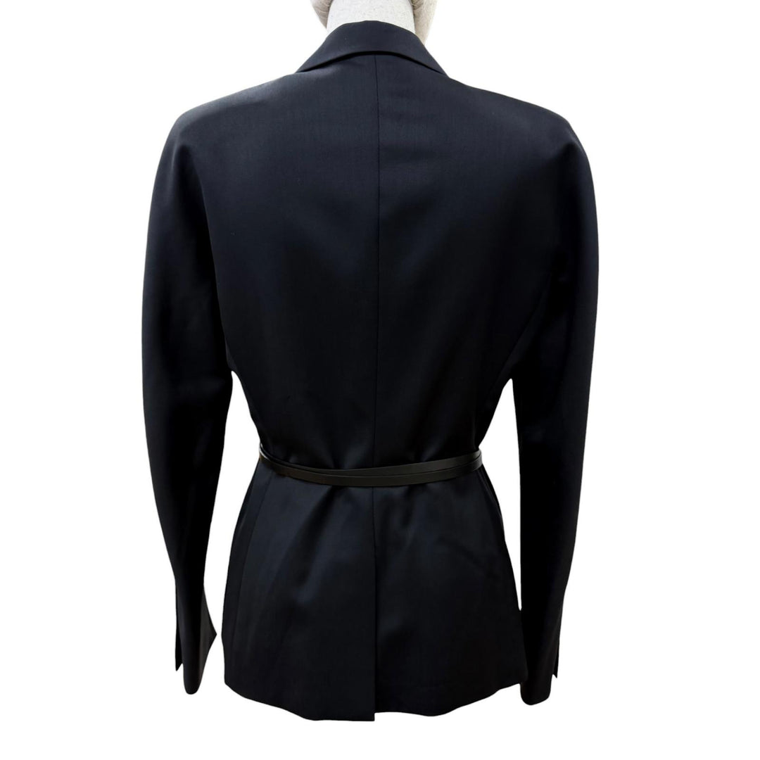 Great GUCCI tailored jacket Peaked lapel leather belt included black wool 38