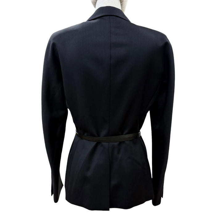 Great GUCCI tailored jacket Peaked lapel leather belt included black wool 38