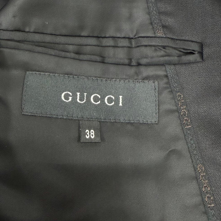 Great GUCCI tailored jacket Peaked lapel leather belt included black wool 38