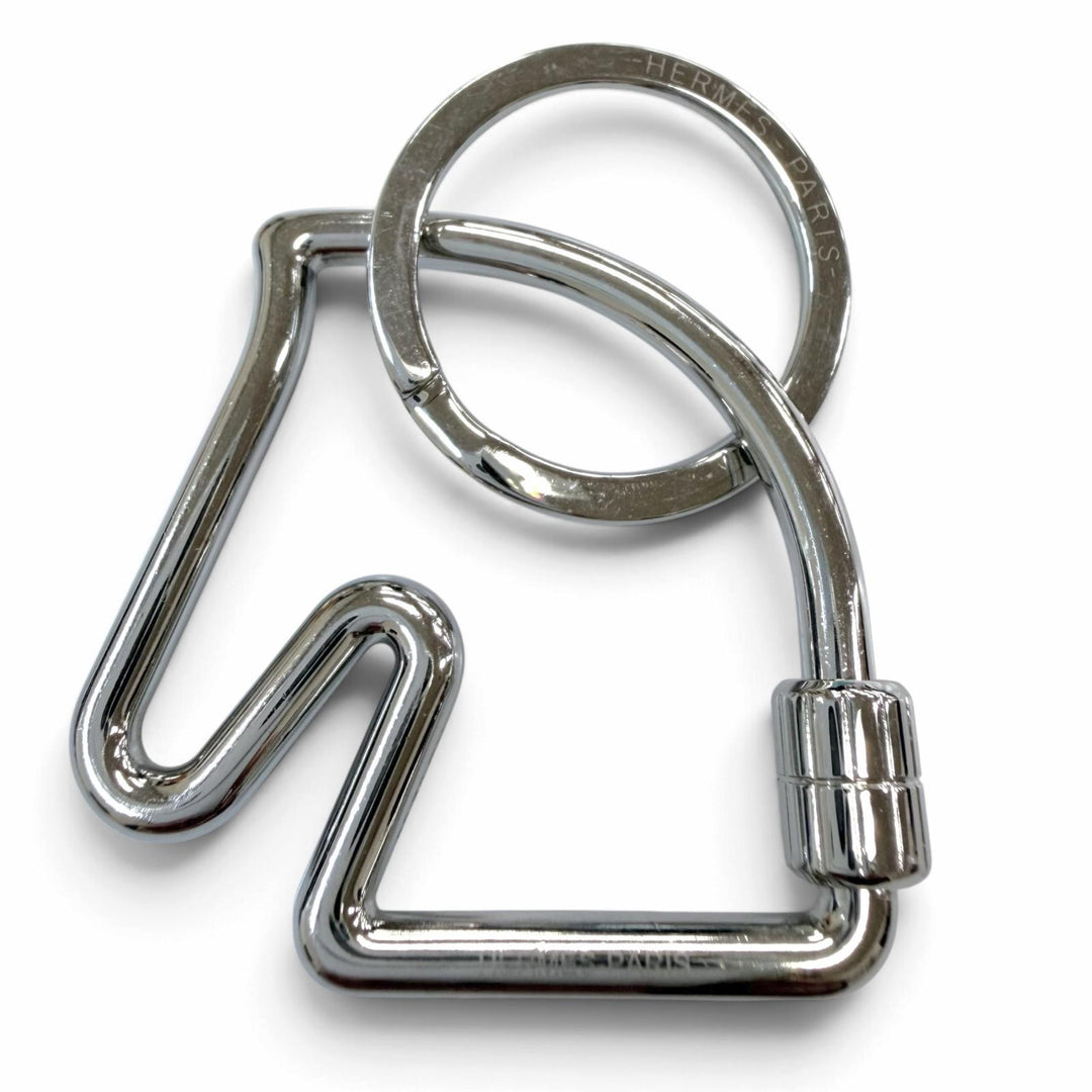 Great HERMES key ring Shuval Horse motif key ring Silver mens