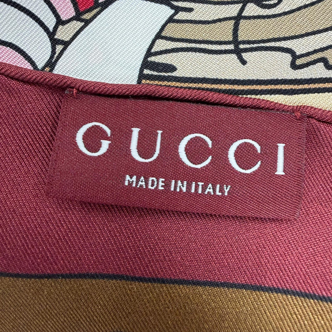 Pristine GUCCI Gucci Besties Printed Silk Twill Scarf Current product Bordeaux