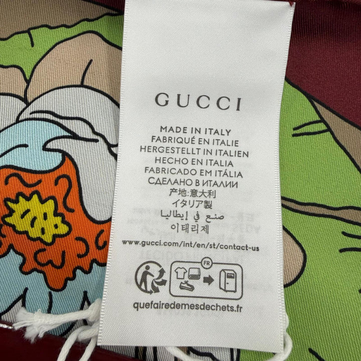 Pristine GUCCI Gucci Besties Printed Silk Twill Scarf Current product Bordeaux