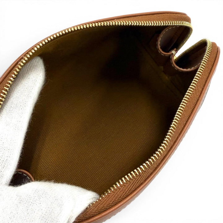 Great CELINE Pouch Line Small Cosmetic Pouch Triomphe Leather Brown 4M1622CZ