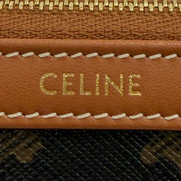 Great CELINE Pouch Line Small Cosmetic Pouch Triomphe Leather Brown 4M1622CZ