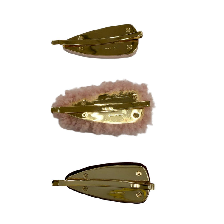 Excellent MIUMIU clip Logo Hair Clips, Set of 3, Leather Hair Accessories 5IF188