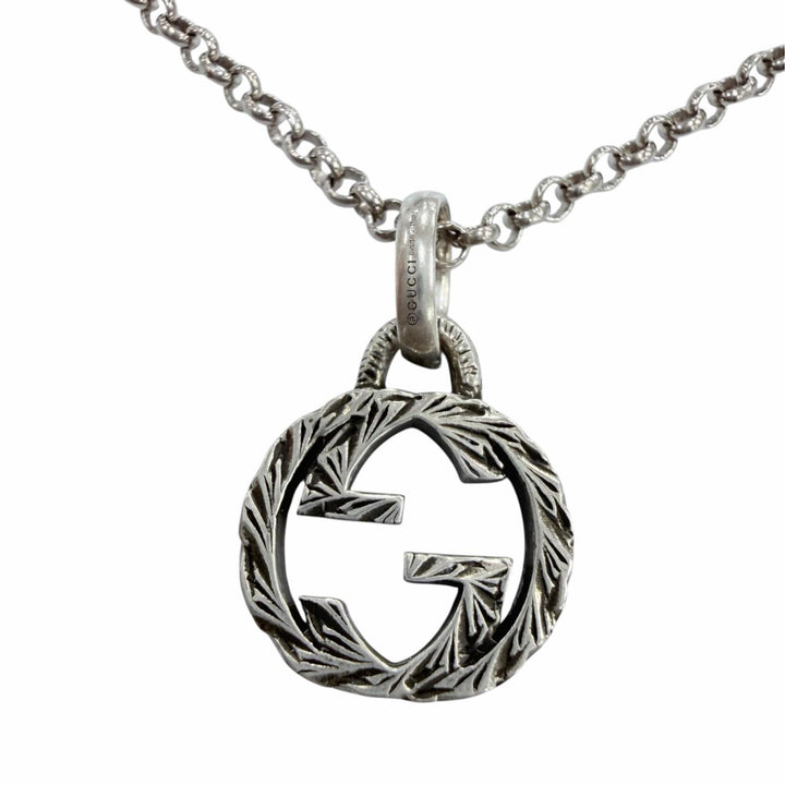 Great GUCCI Necklace Interlocking G Arabesque Accessories Silver AG925 455535