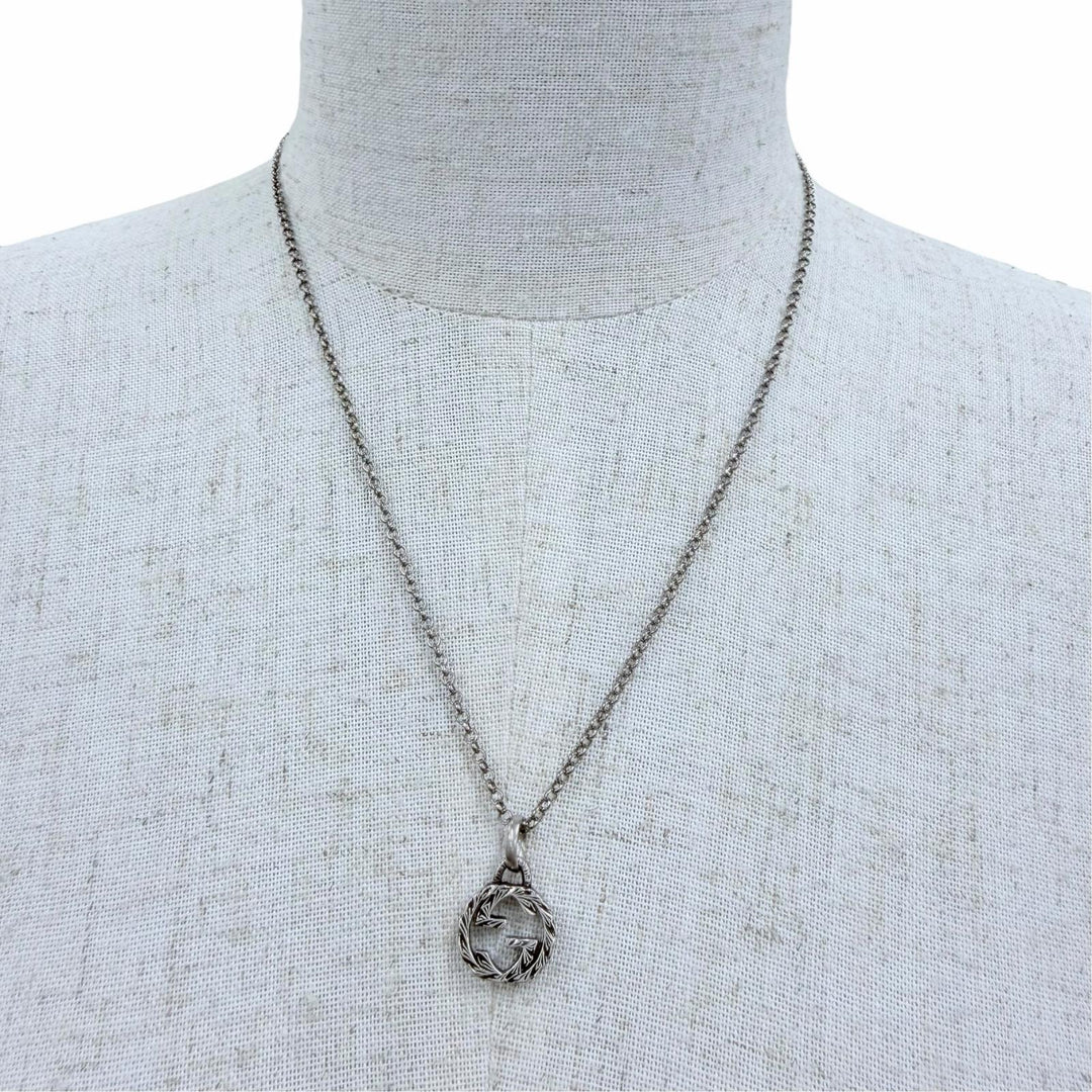 Great GUCCI Necklace Interlocking G Arabesque Accessories Silver AG925 455535