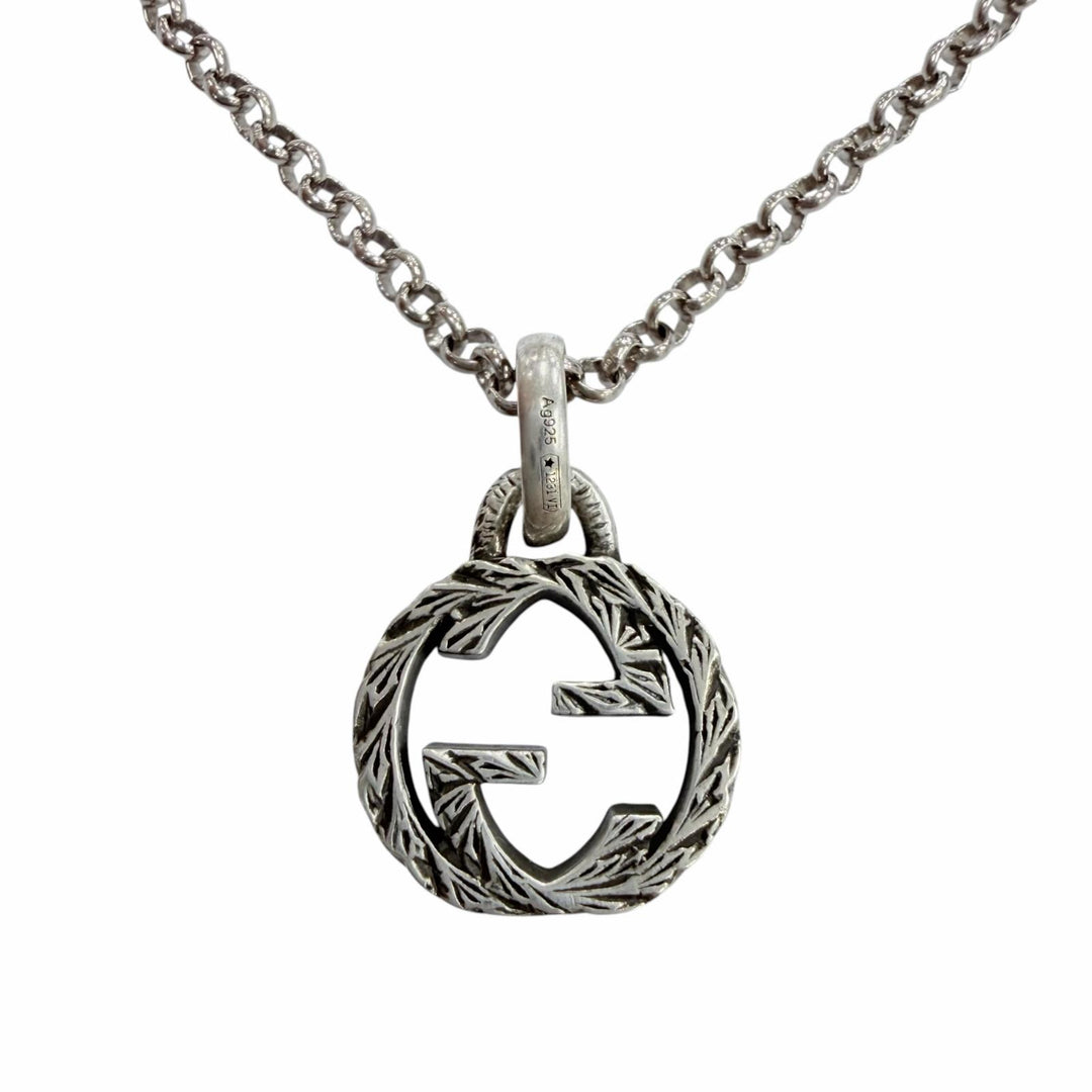Great GUCCI Necklace Interlocking G Arabesque Accessories Silver AG925 455535