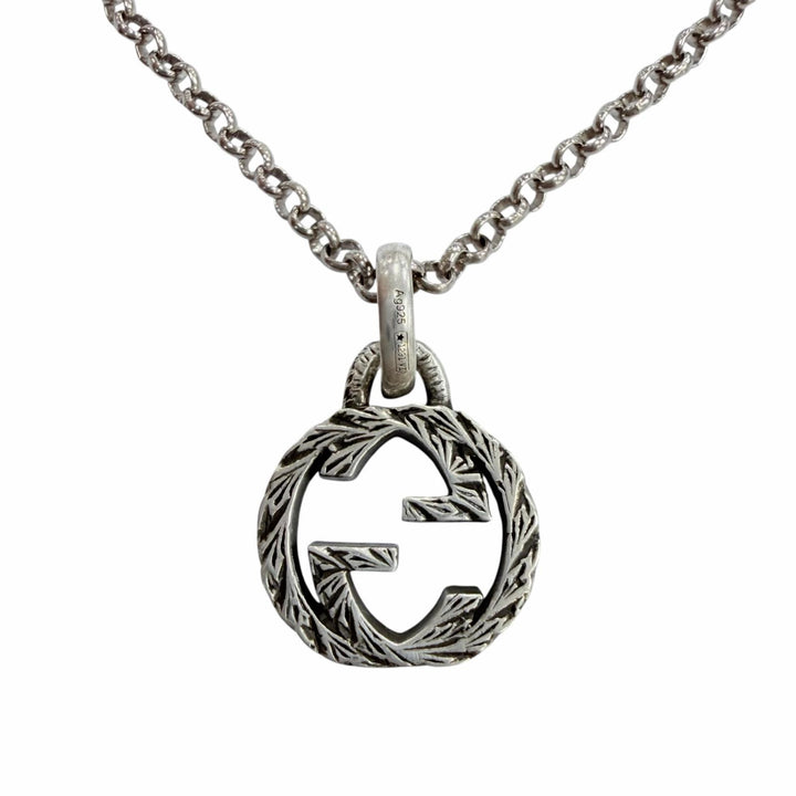 Great GUCCI Necklace Interlocking G Arabesque Accessories Silver AG925 455535