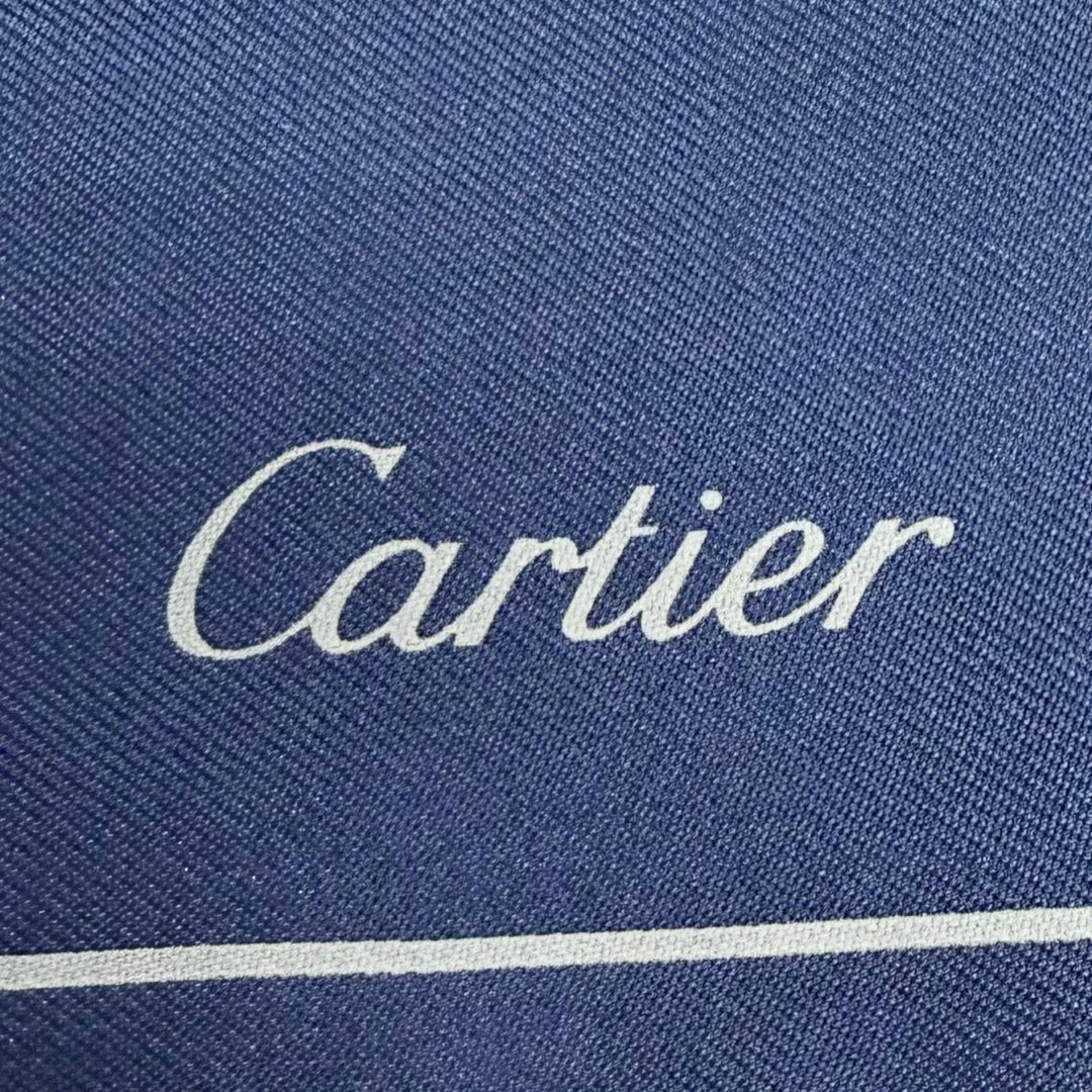 Excellent Cartier scarf Novelty item: PANTHERE scarf/handkerchief Navy silk
