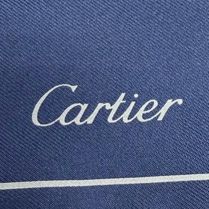 Excellent Cartier scarf Novelty item: PANTHERE scarf/handkerchief Navy silk