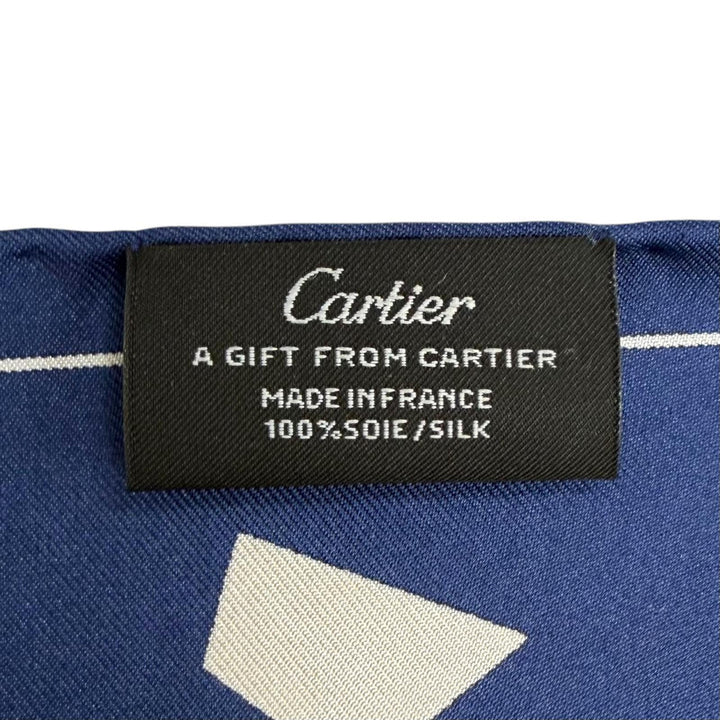 Excellent Cartier scarf Novelty item: PANTHERE scarf/handkerchief Navy silk