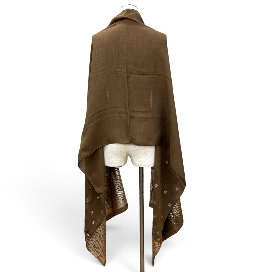 Great HERMES shawl H logo Brown silk Women