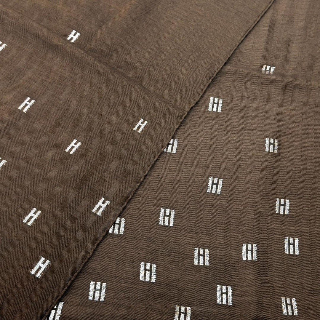 Great HERMES shawl H logo Brown silk Women