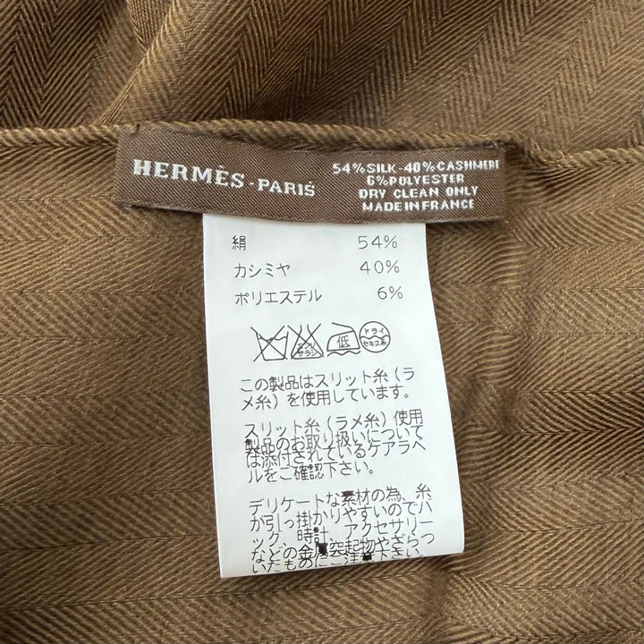 Great HERMES shawl H logo Brown silk Women