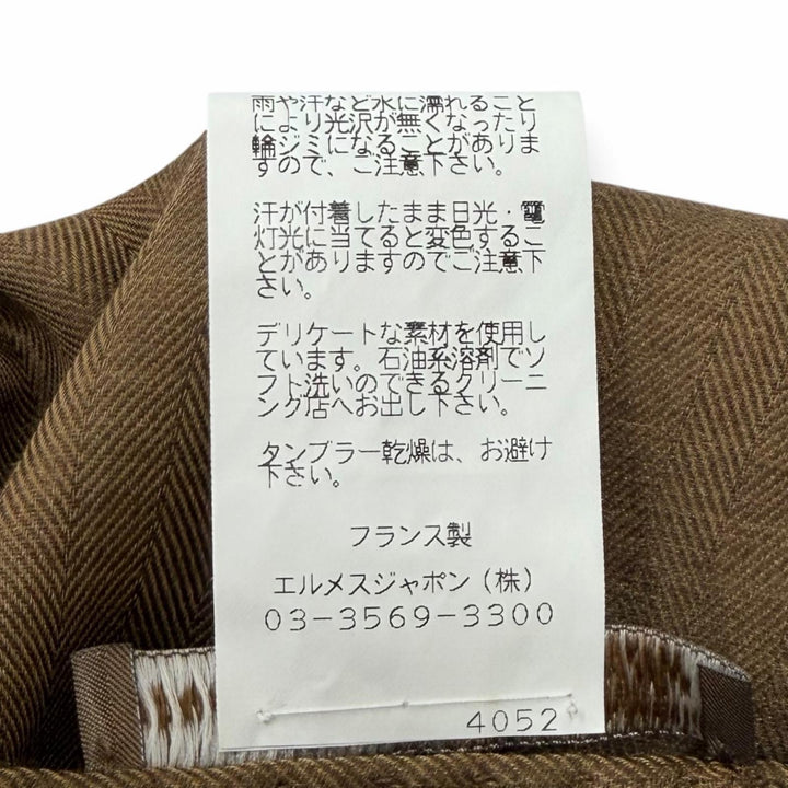 Great HERMES shawl H logo Brown silk Women
