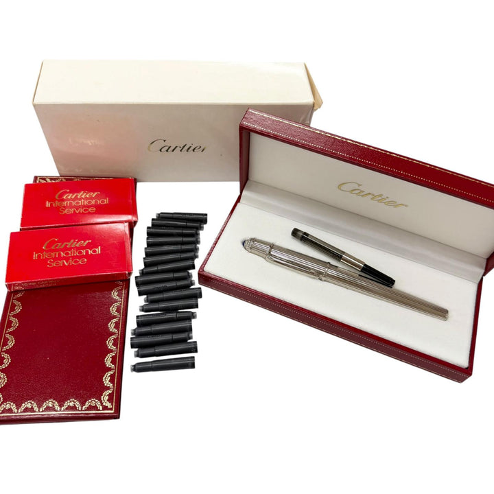 Excellent Cartier fountain pen Diaboro de Cartier Dual-use Silver 18K mens