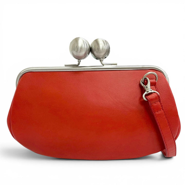 Pristine kawa-kawa Shoulder Bag Clasp-closure 3-way handbag/clutch bag Red