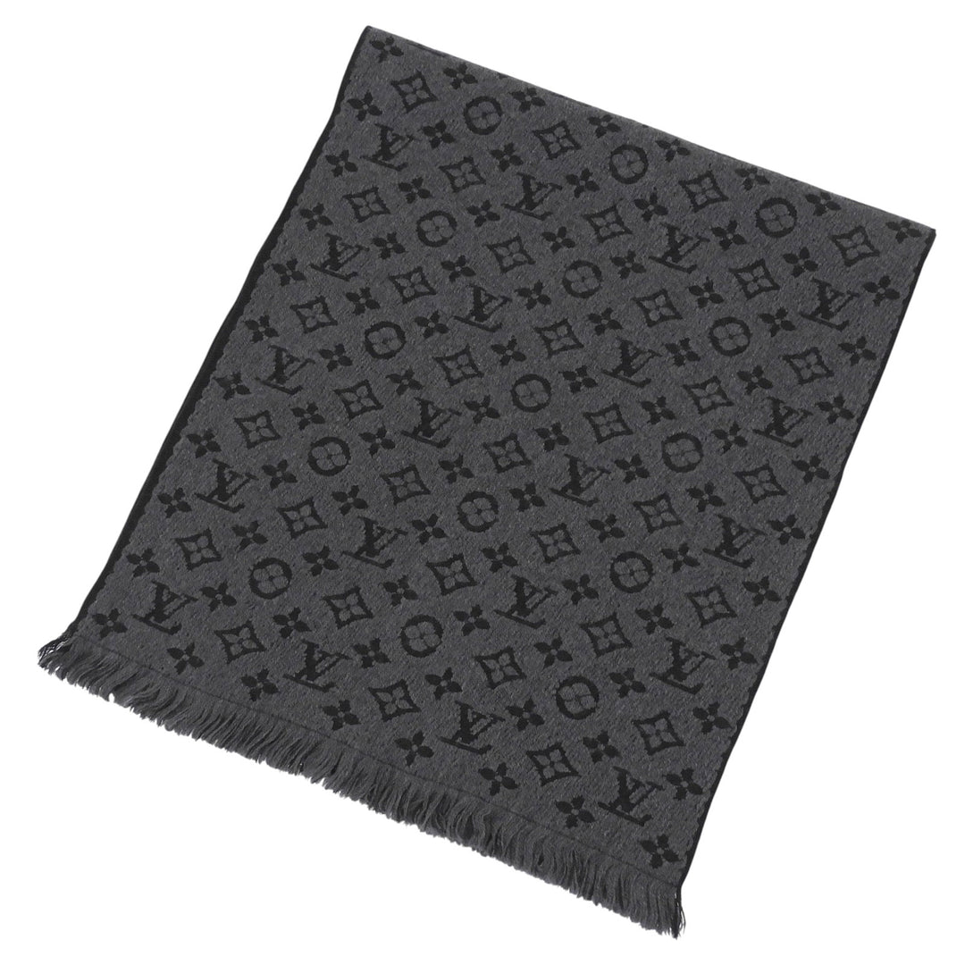 Excellent LOUIS VUITTON Scarf Esharp monogram classic fringe wool M78526