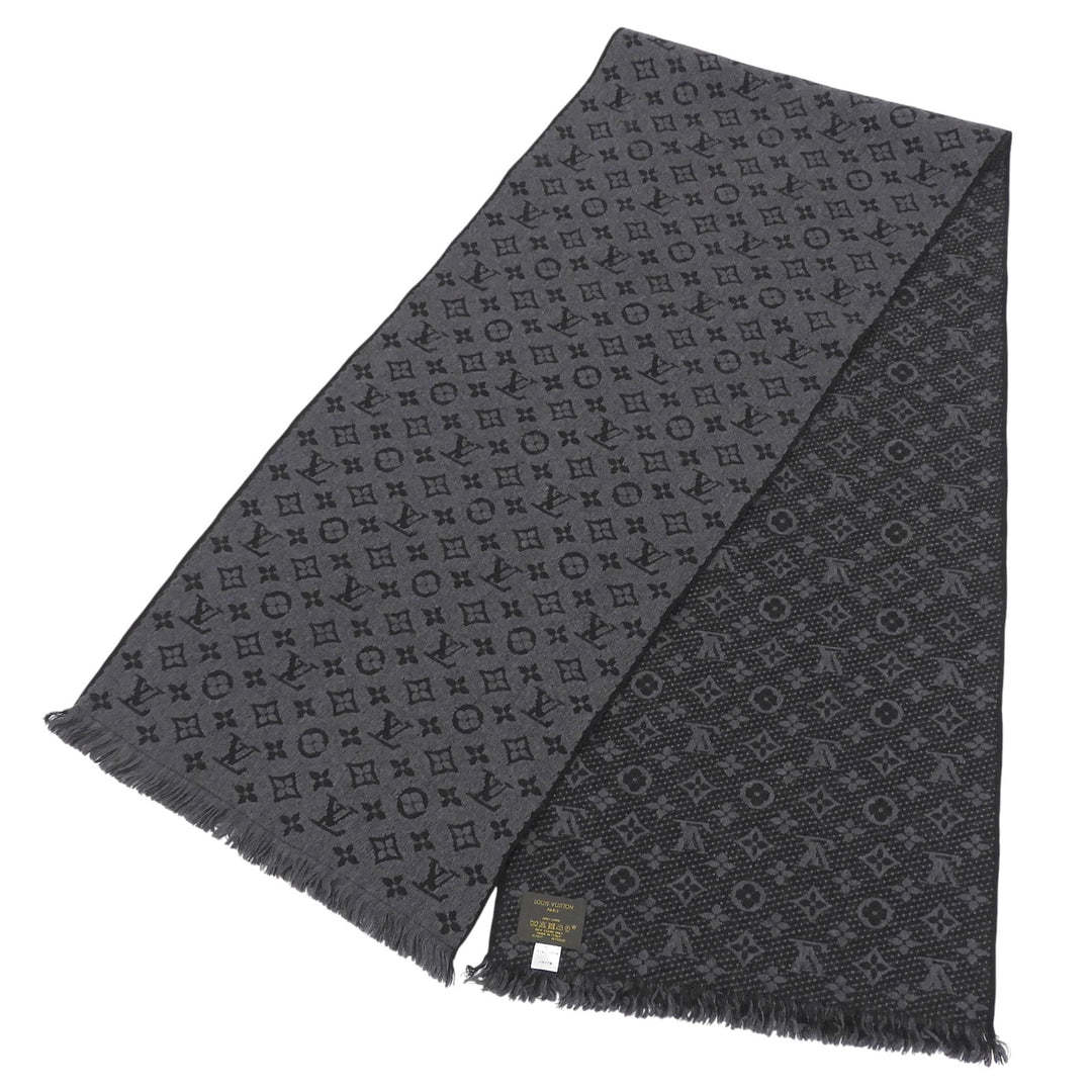 Excellent LOUIS VUITTON Scarf Esharp monogram classic fringe wool M78526