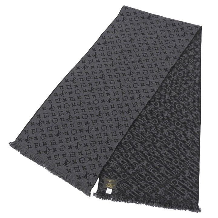 Excellent LOUIS VUITTON Scarf Esharp monogram classic fringe wool M78526
