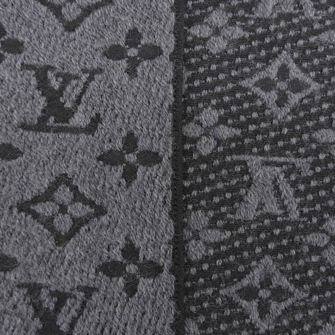 Excellent LOUIS VUITTON Scarf Esharp monogram classic fringe wool M78526