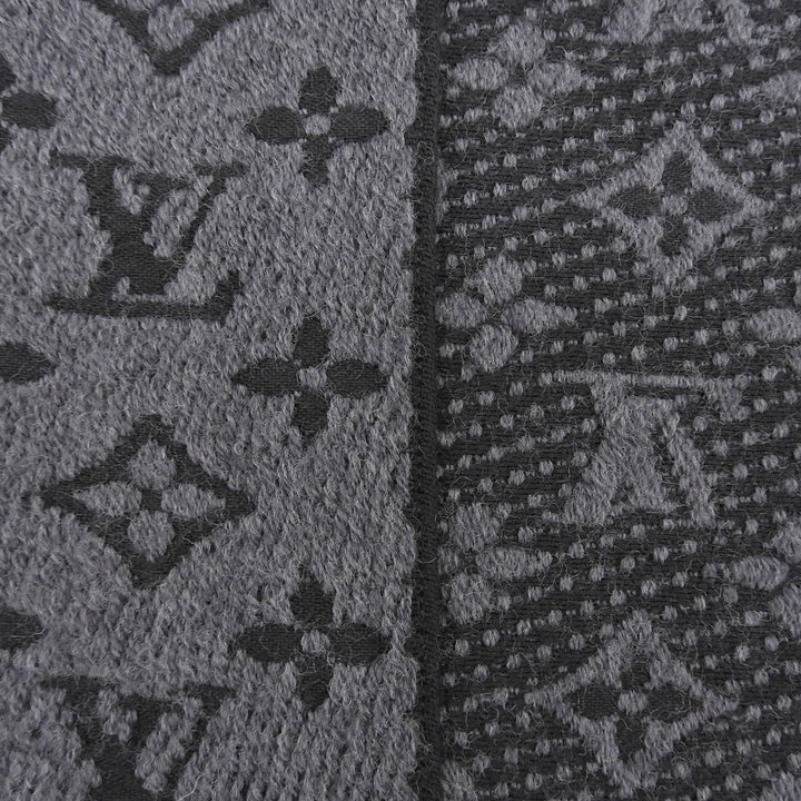 Excellent LOUIS VUITTON Scarf Esharp monogram classic fringe wool M78526