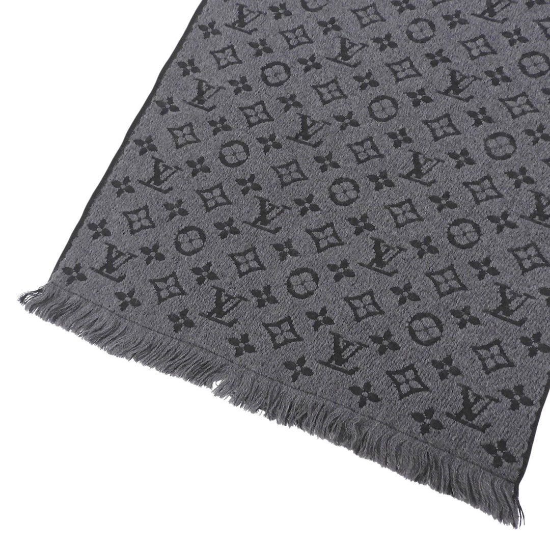 Excellent LOUIS VUITTON Scarf Esharp monogram classic fringe wool M78526