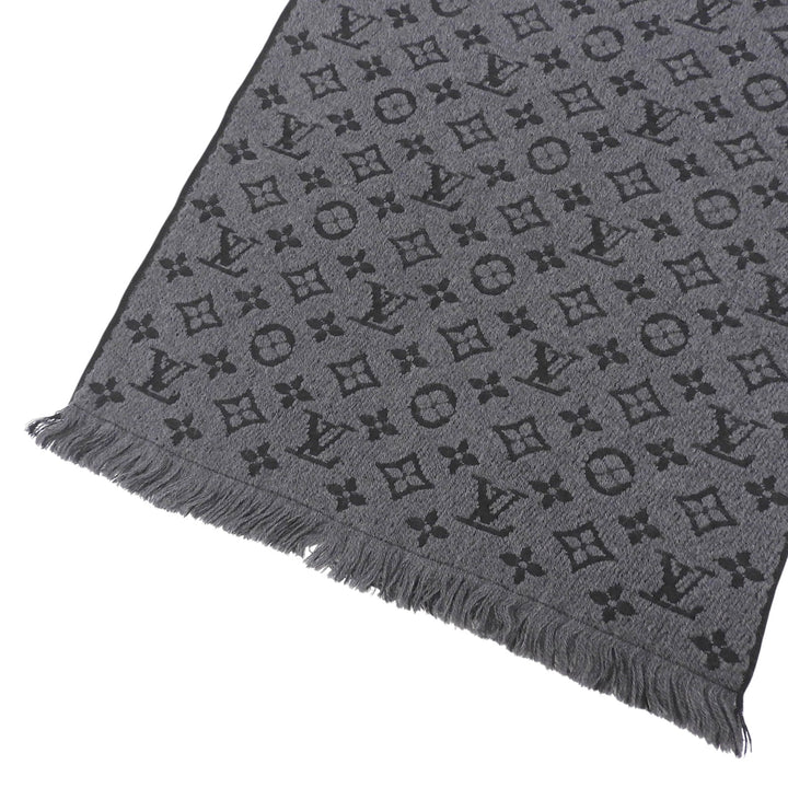 Excellent LOUIS VUITTON Scarf Esharp monogram classic fringe wool M78526