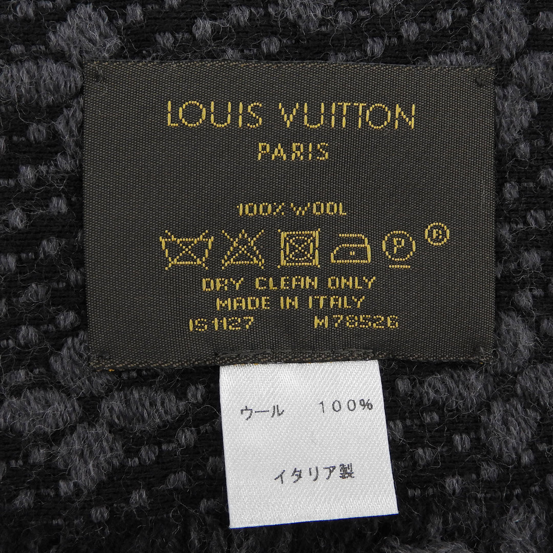 Excellent LOUIS VUITTON Scarf Esharp monogram classic fringe wool M78526