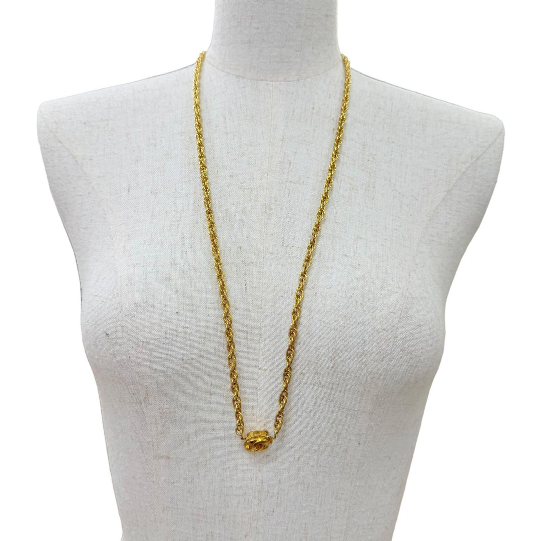 Excellent CHANEL Necklace COCO Mark Twist Chain gold metal Women