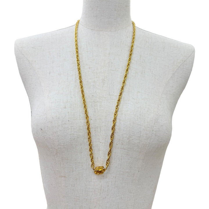 Excellent CHANEL Necklace COCO Mark Twist Chain gold metal Women