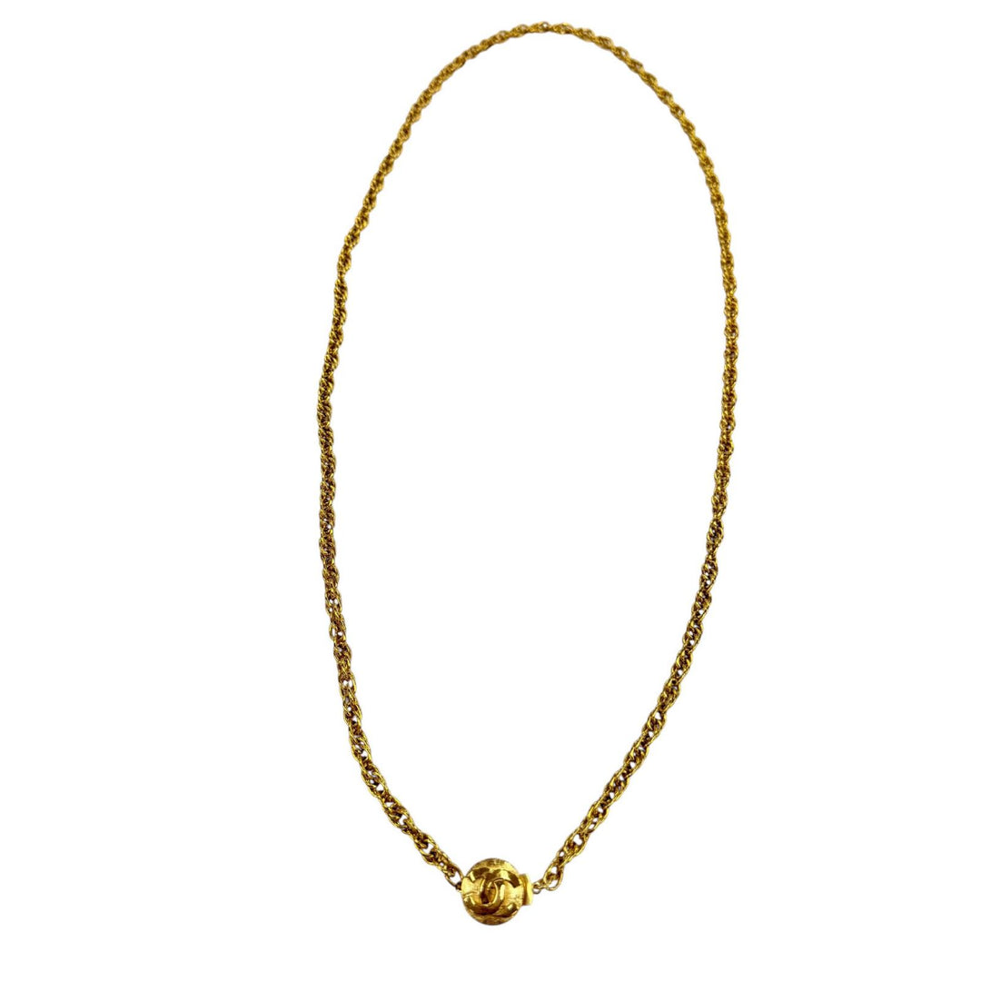 Excellent CHANEL Necklace COCO Mark Twist Chain gold metal Women