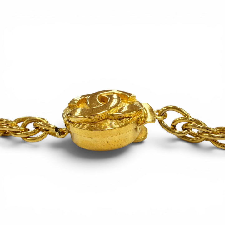 Excellent CHANEL Necklace COCO Mark Twist Chain gold metal Women
